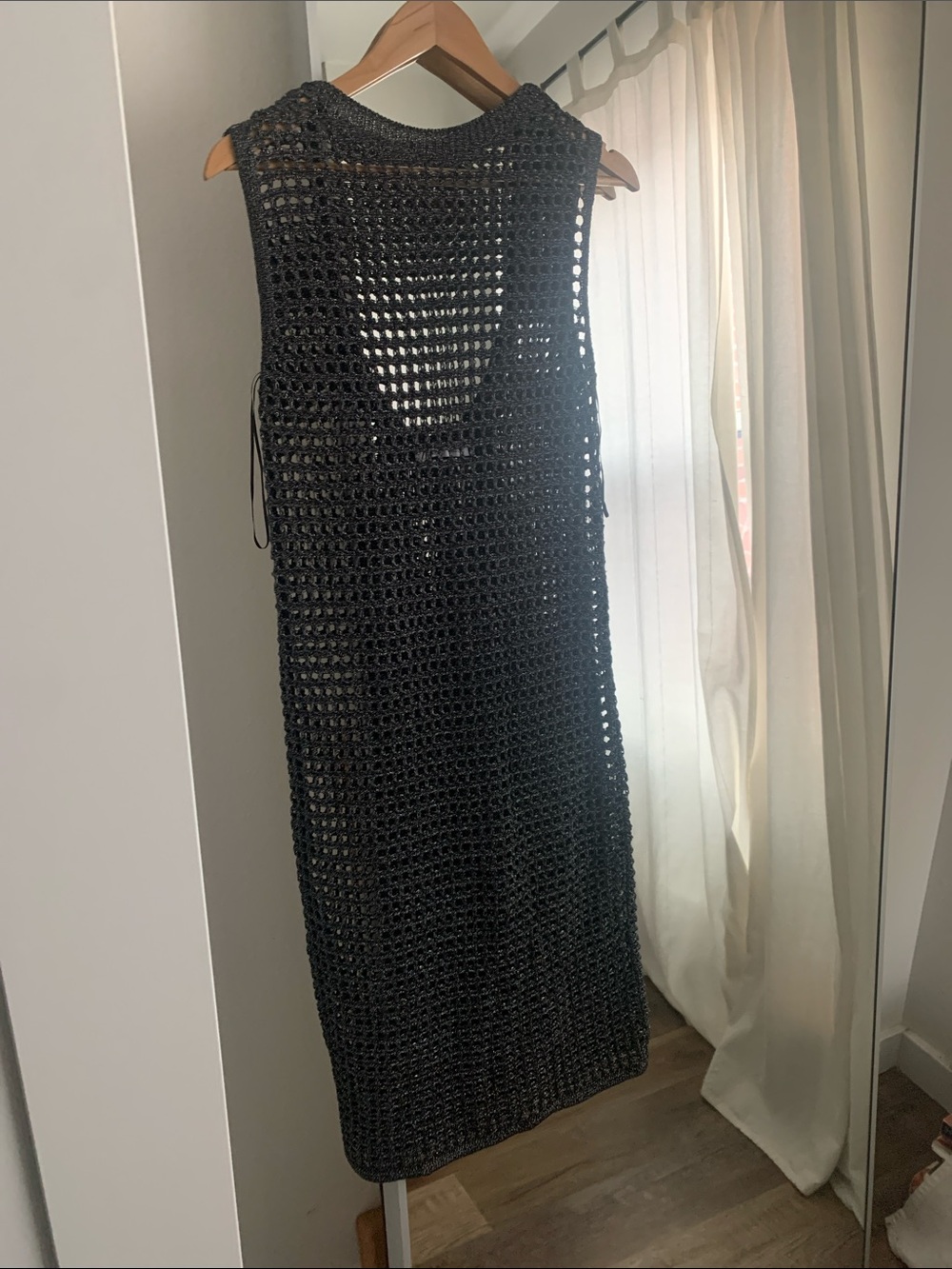 Black & Silver Crochet Swim Cover-Up Dress